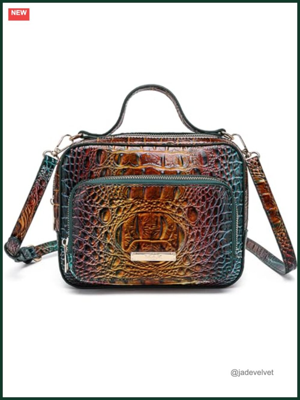 Vegan Leather Croco Mini Crossbody Box Purse Top Handle Shoulder Bag